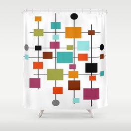 Yusdecor Teal Mid Circles Midcentury Modern X Orange Century Retro Bathroom Decor Bath Shower Curtain 66x72 Inch