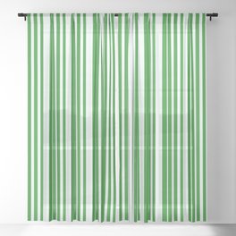 [ Thumbnail: Forest Green & Mint Cream Colored Pattern of Stripes Sheer Curtain ]