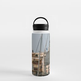 Greek Village Harbor | Summer on the Water | Ships and Boats in the Sunlight - Travel Photography in Greece, Europe Water Bottle