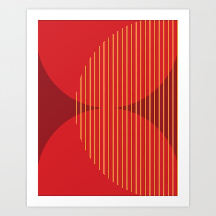 Abstraction Shapes 115 in Cherry Red Orange (Moon Phase Abstract)  Art Print