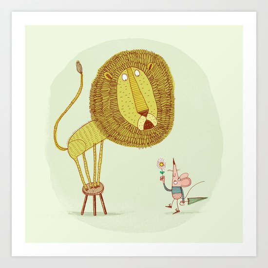 'Lion & Mouse' Art Print