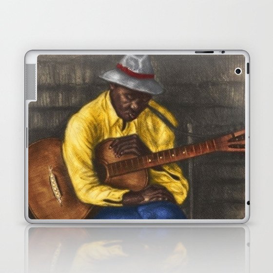 African American Masterpiece Sleepy time down south with guitar portrait painting by Saul Kovner Laptop & iPad Skin