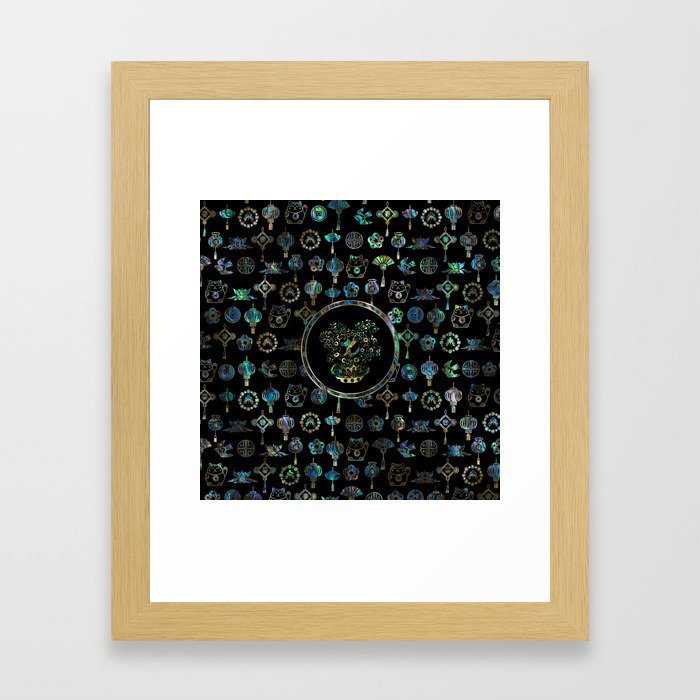 Decorative Chinese Money tree Abalone Shell Framed Art Print