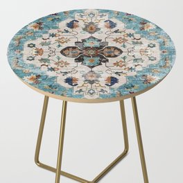 Blue Antique Persian Carpet Side Table