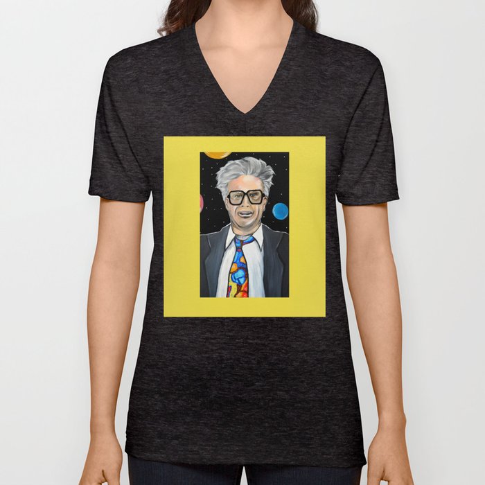 Graphic V-Neck T-Shirt | Will Ferrell As Harry Caray Snl by Arts and Pharts - Heather Grey - Medium - Unisex V-Neck T-Shirt - Society6