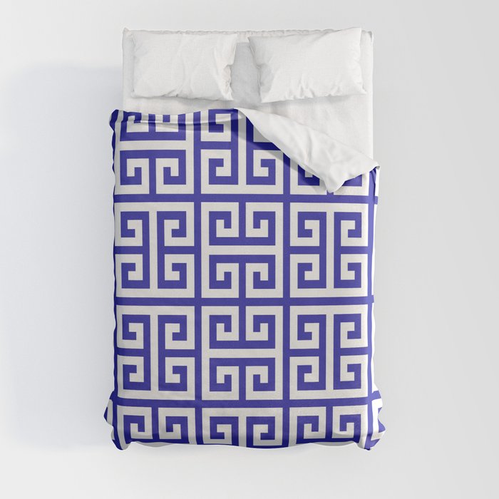 Greek Key (Navy Blue & White Pattern) Duvet Cover