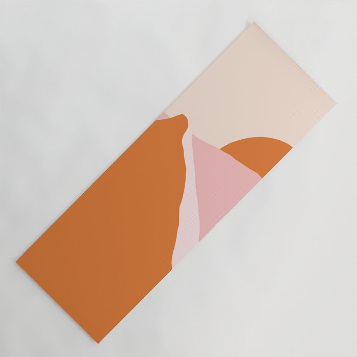 Pink and Orange Sunset Landscape in Contemporary Minimalism  Yoga Mat