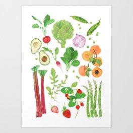 Spring Fruits & Vegetables Art Print