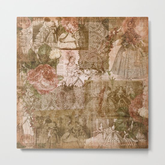 Vintage & Shabby Chic- Victorian ladies pattern Metal Print
