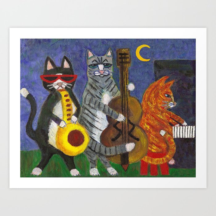 Jazz Cats Art Print By Thebluecat Society6