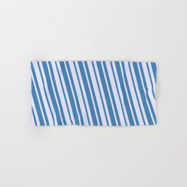 [ Thumbnail: Lavender and Blue Colored Striped/Lined Pattern Hand & Bath Towel ]