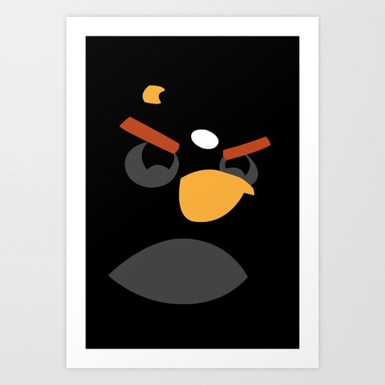 Angry Bird - Black Art Print