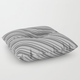[ Thumbnail: Grey and Dim Grey Colored Pattern of Stripes Floor Pillow ]