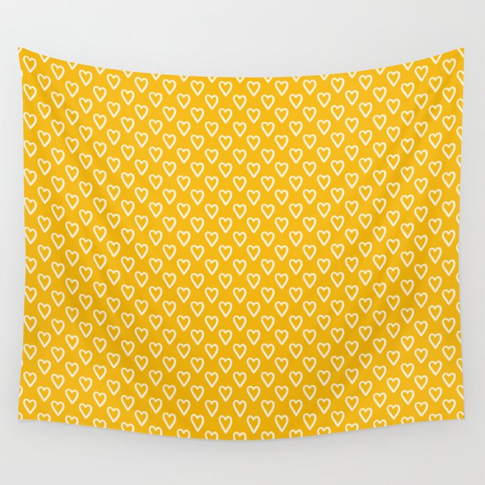 Yellow and white hearts for Valentines day Wall Tapestry