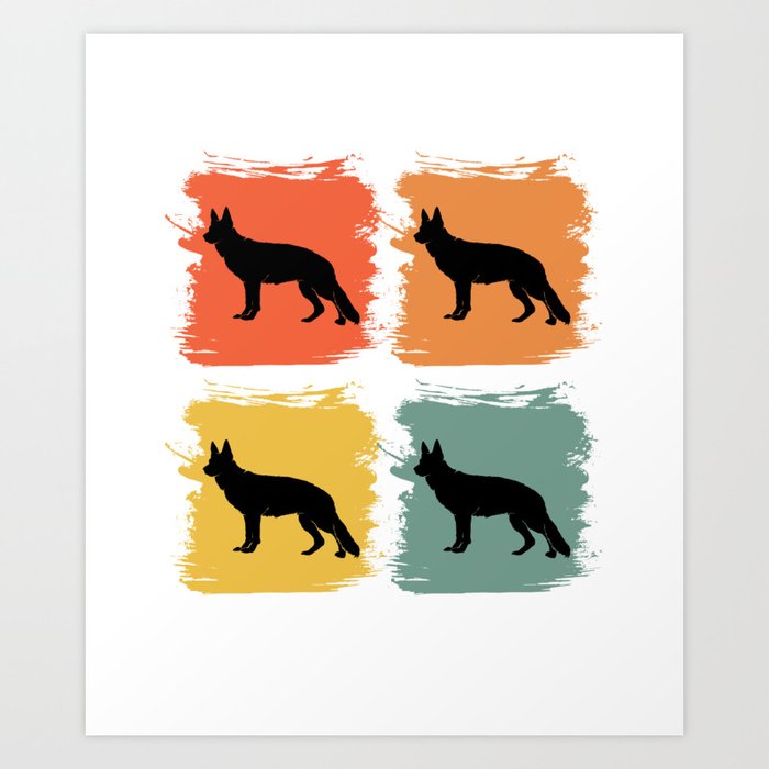 German Shepherd Dog Retro Pop Art Gift Idea Art Print by NiceTeee