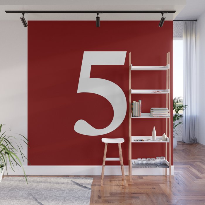 5 (WHITE & BROWNISH NUMBERS) Wall Mural