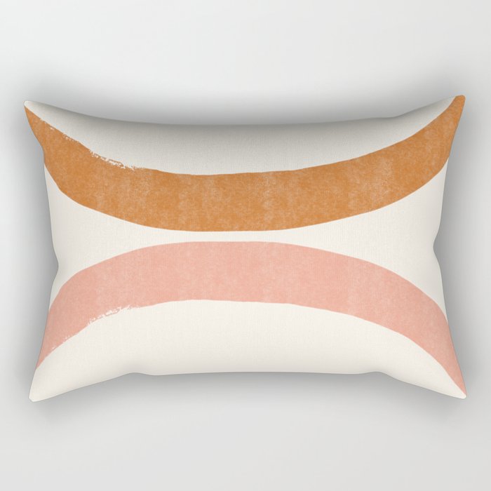 Terracotta Mid Century Abstract Rainbow Arches Rectangular Pillow