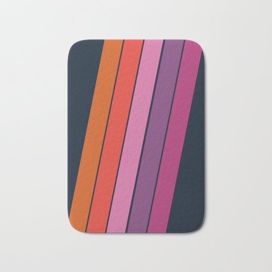 Groovy - retro throwback 70s 1970s stripes beach 70's vibes minimal art Bath Mat