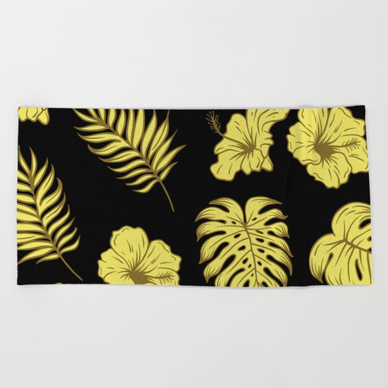LEAVES AND FLOWERS Beach Towel
