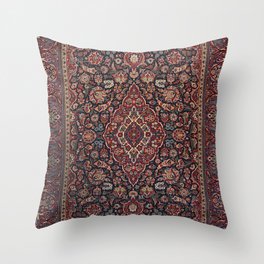 Central Persia Kashan Old Century Authentic Colorful Red Blue Purple  Vintage Patterns Throw Pillow