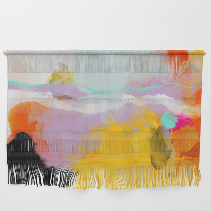 Yellow Blush Abstract Wall Hanging By Lalunetricotee Society6