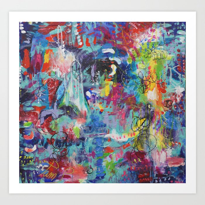 Lady In The Garden Abstract Painting Art Print By Rainbowslady2