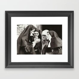 Nuns Smoking Framed Art Print