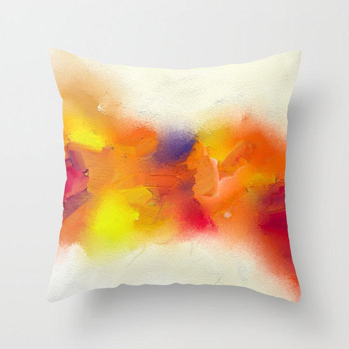 Abstract colorful oil painting on canvas texture Throw Pillow