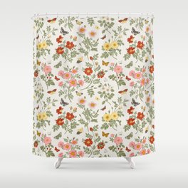 Wild Flower Butterfly Garden Floral Shower Curtain