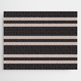 Onyx Black and Ivory Horizontal Stripe Cabana Jigsaw Puzzle
