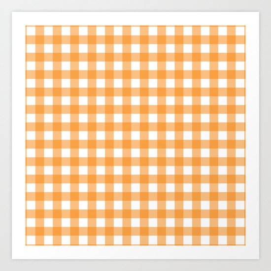 Orange gingham pattern Art Print by Pink Cloud | Society6