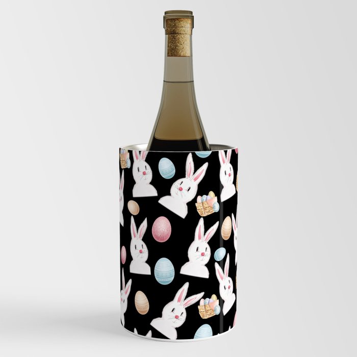 Easter Bunny And Eggs apattern Black Wine Chiller