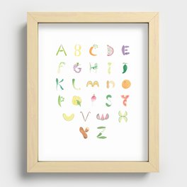Fruits & Veggies Watercolor Alphabet Recessed Framed Print