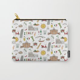 Italy travel doodle pattern with national italian food and sights.  Carry-All Pouch