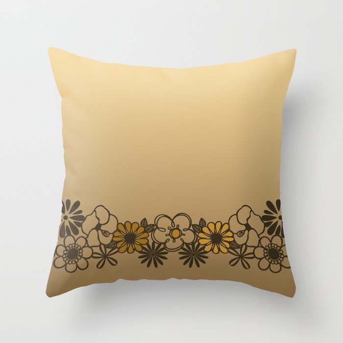 Kitschy Flower Medley Sepia Throw Pillow