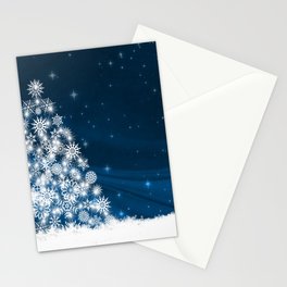 Blue Christmas Eve Snowflakes Winter Holiday Stationery Card