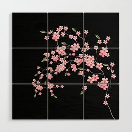 Cherry Blossom on Black Wood Wall Art