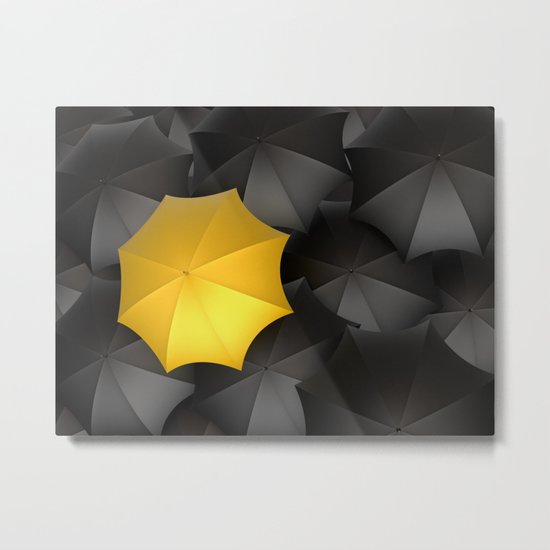Black Umbrellas Metal Print