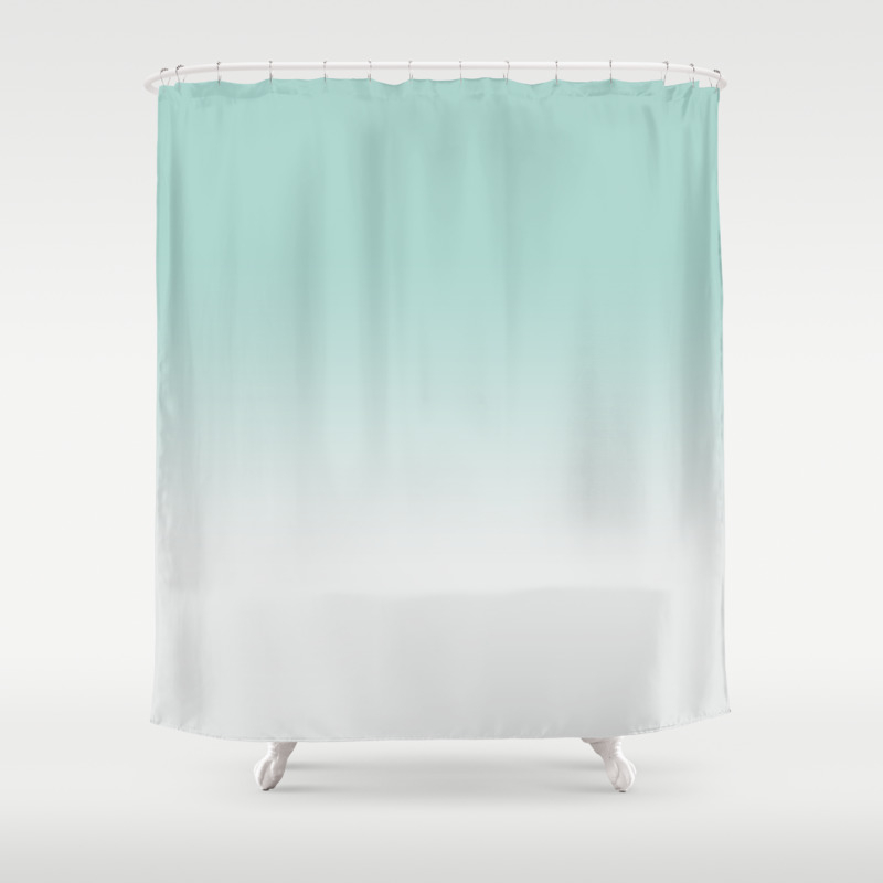 Ombre Ss Teal And White Smoke, Ombre Teal Shower Curtain
