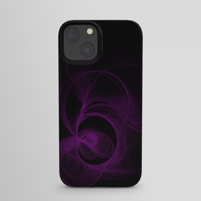 Purple Swirls on Black iPhone Case