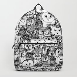 just owls black white Backpack | Pattern, Drawing, Cute, Owls, Barnowl, Shortearedowl, Animal, Owl, Blackandwhite, Black and White 