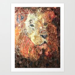 Impasto Sienna Lion Painting Art Print