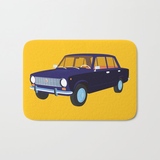 Blue Retro Car Bath Mat