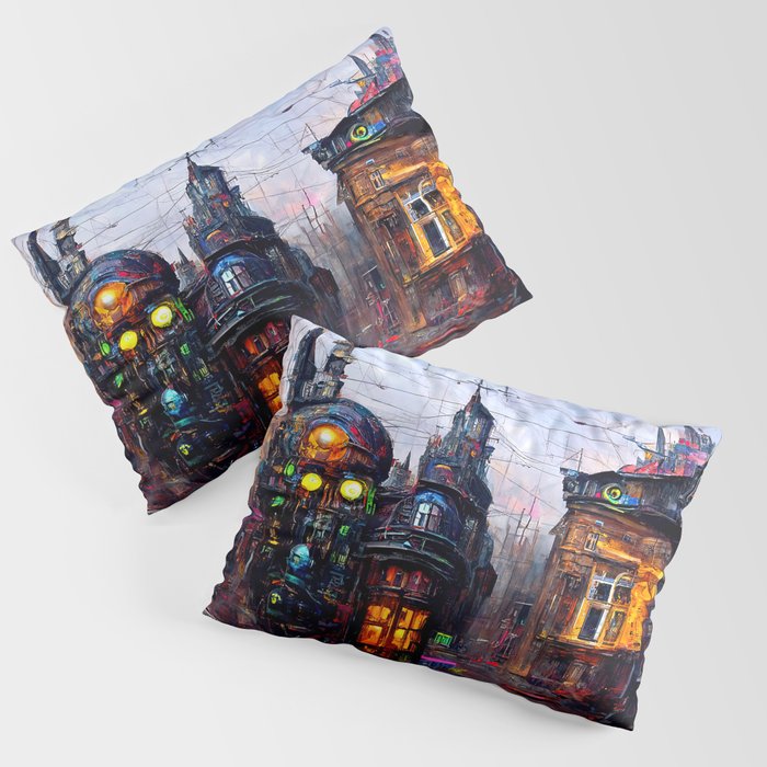 Victorian Steampunk City Pillow Sham