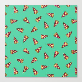 Neon Pizza Slice Pattern Canvas Print