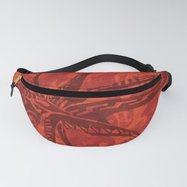 Red Tribal Octopus Fanny Pack