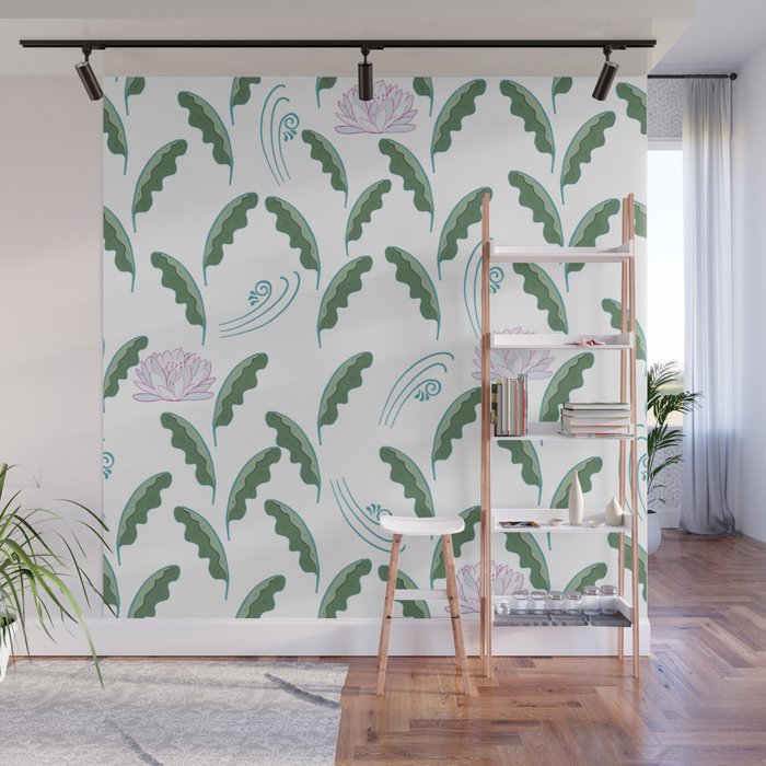 LEAVES AND LOTUSES Wall Mural