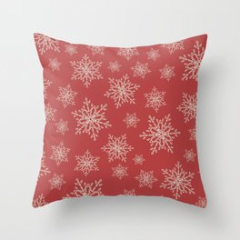 Retro red winter Throw Pillow