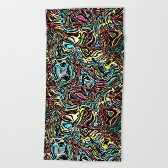 Distorted Reflection of Colors Beach Towel