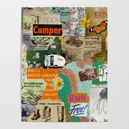 RETRO CAMPING COLLAGE Poster